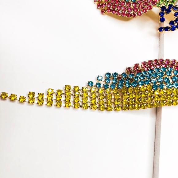 Milena Parrot Rhinestone Dangle Statement Earrings - Picture 2 of 5